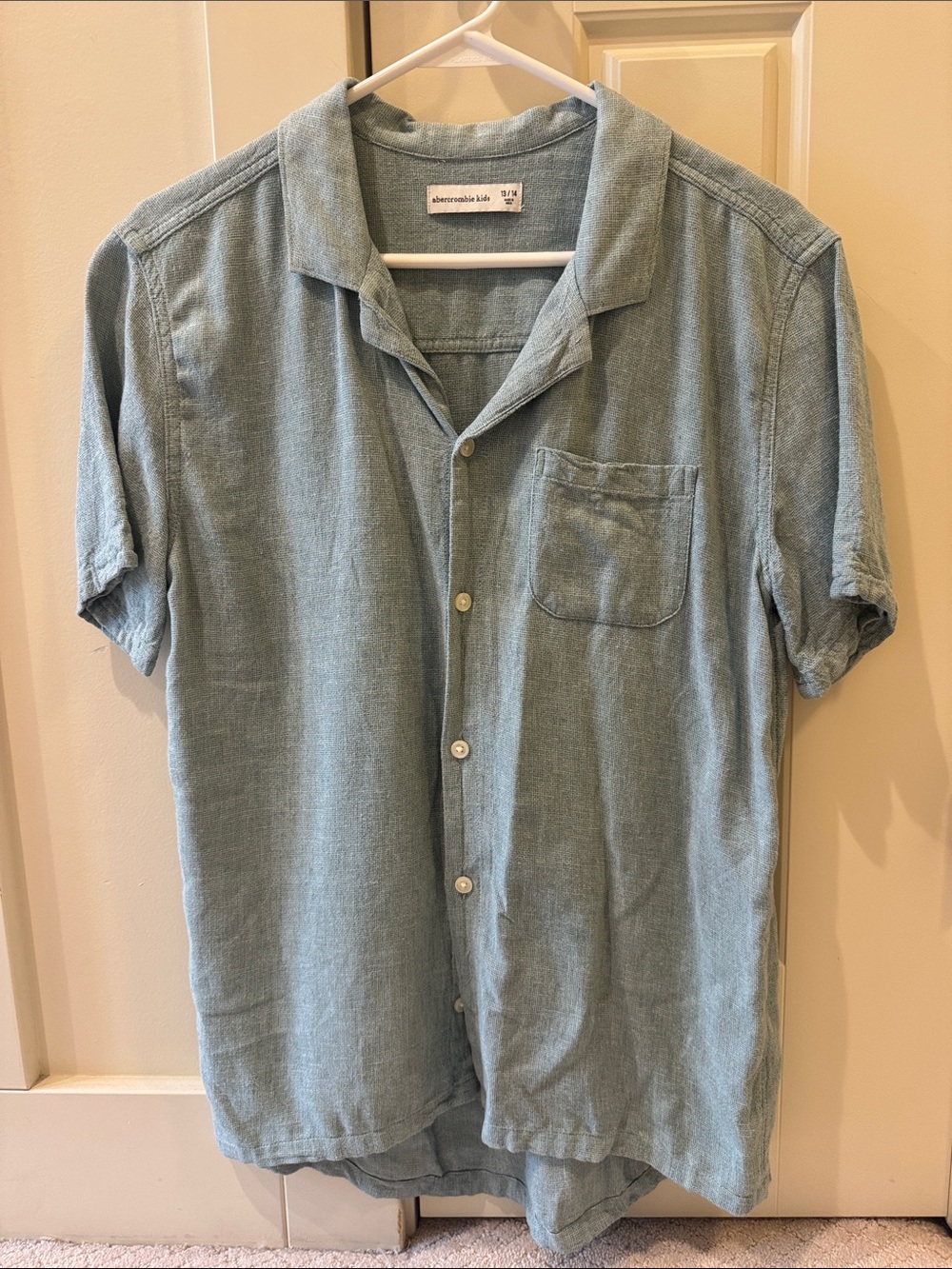 Abercrombie‎ & Fitch Pale Green Short Sleeve Camp Shirt